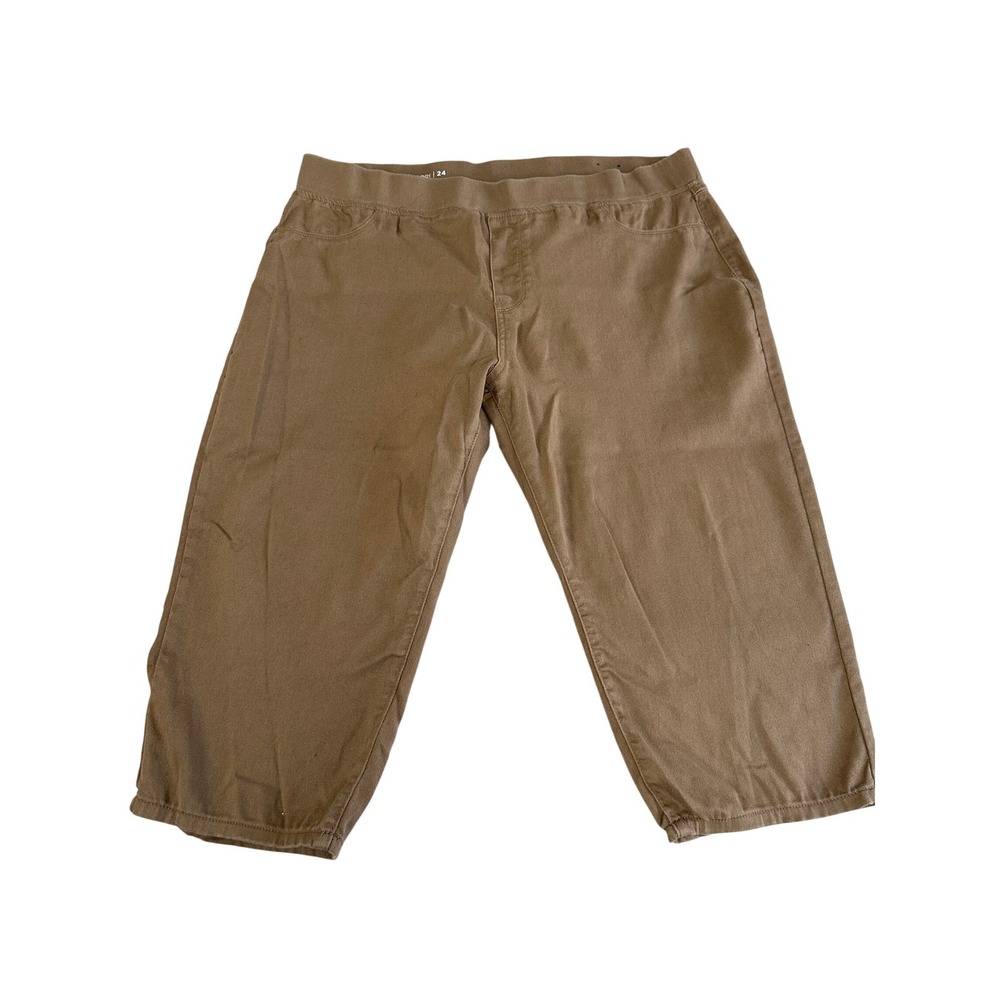 Avenue Denim Brown Pull On Capri Pants‎ Womens Plus Size 24 Cropped Stretch
